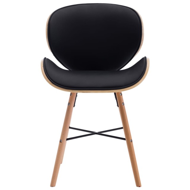 Chaises à manger lot de 2 noir similicuir et bois courbé