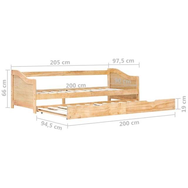 Cadre de lit extensible sans matelas bois de pin 90x200 cm