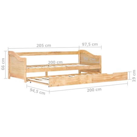 Cadre de lit extensible sans matelas bois de pin 90x200 cm