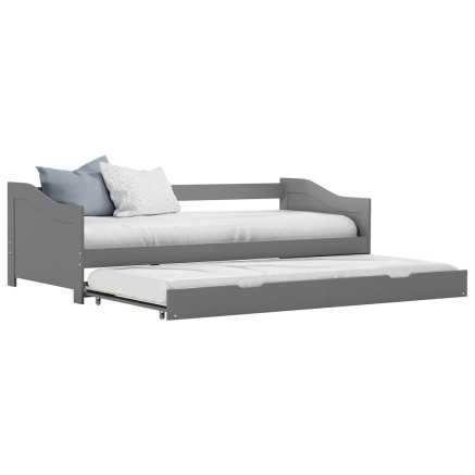 Cadre de lit extensible sans matelas gris 90x200 cm