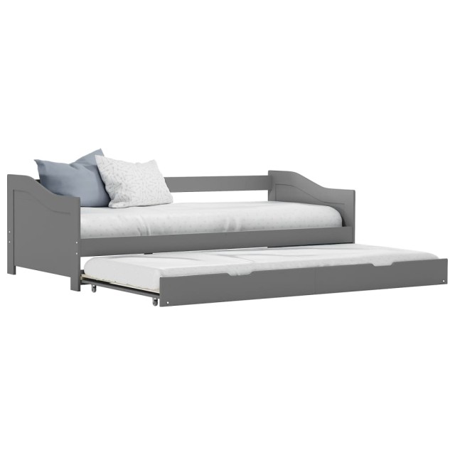 Cadre de lit extensible sans matelas gris 90x200 cm