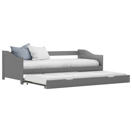Cadre de lit extensible sans matelas gris 90x200 cm