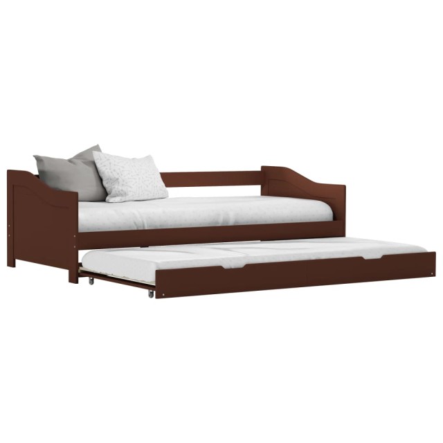 Cadre de lit extensible sans matelas marron foncé 90x200 cm