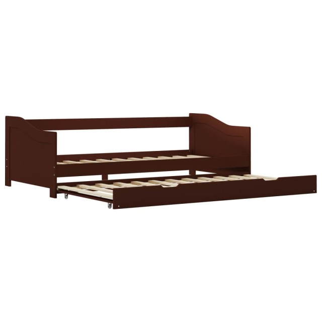 Cadre de lit extensible sans matelas marron foncé 90x200 cm