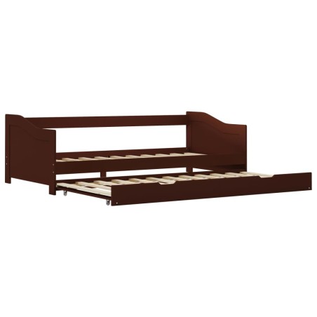 Cadre de lit extensible sans matelas marron foncé 90x200 cm