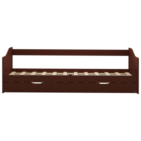 Cadre de lit extensible sans matelas marron foncé 90x200 cm