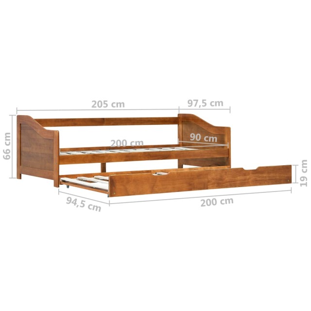 Cadre de lit extensible sans matelas marron miel 90x200 cm