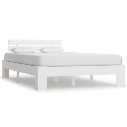 Cadre de lit sans matelas blanc bois de pin massif 120x200 cm