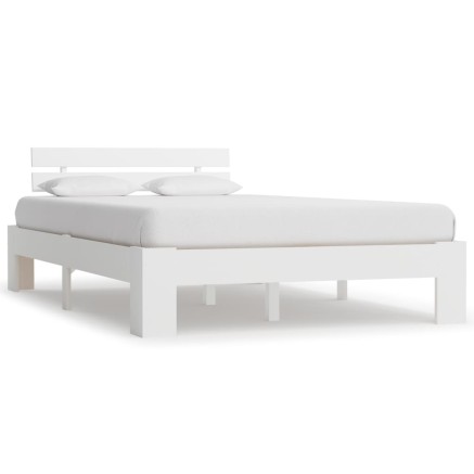 Cadre de lit sans matelas blanc 140x200 cm bois de pin massif