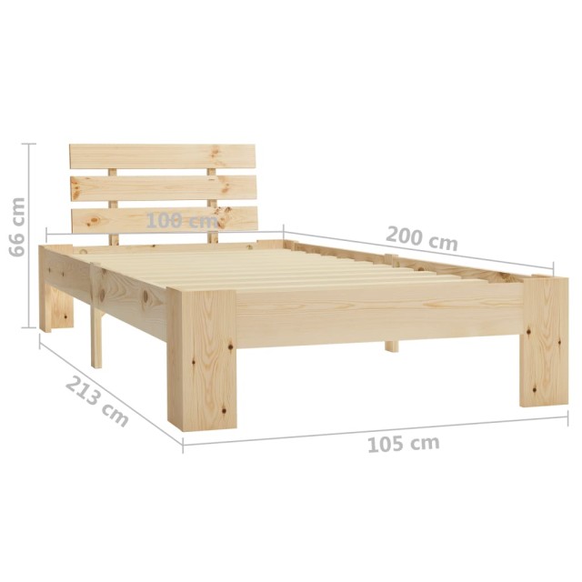 Cadre de lit sans matelas bois massif de pin 100x200 cm
