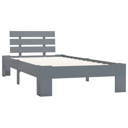 Cadre de lit sans matelas gris bois de pin massif 90x200 cm 2