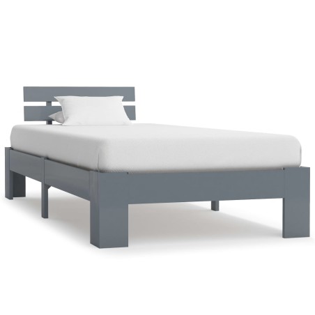 Cadre de lit sans matelas gris bois massif de pin 100x200 cm