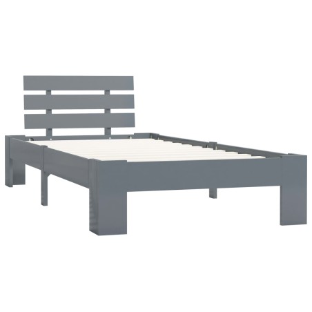 Cadre de lit sans matelas gris bois massif de pin 100x200 cm