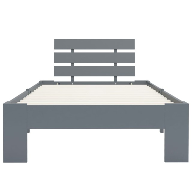 Cadre de lit sans matelas gris bois massif de pin 100x200 cm