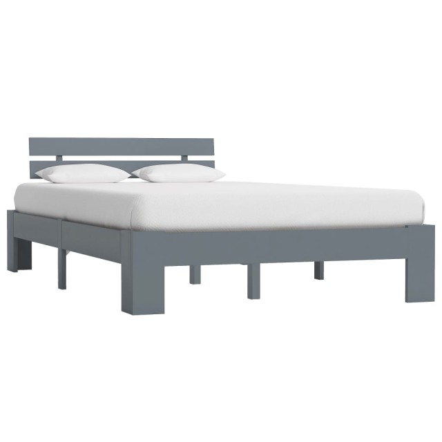 Cadre de lit sans matelas gris bois massif de pin 140x200 cm