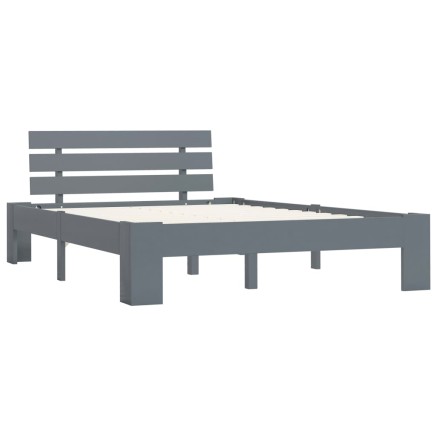 Cadre de lit sans matelas gris bois massif de pin 140x200 cm 2