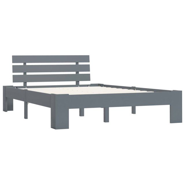 Cadre de lit sans matelas gris bois massif de pin 140x200 cm
