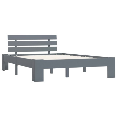 Cadre de lit sans matelas gris bois massif de pin 140x200 cm
