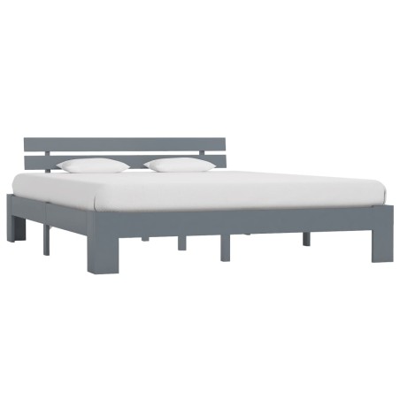 Cadre de lit sans matelas gris 160x200 cm bois de pin massif
