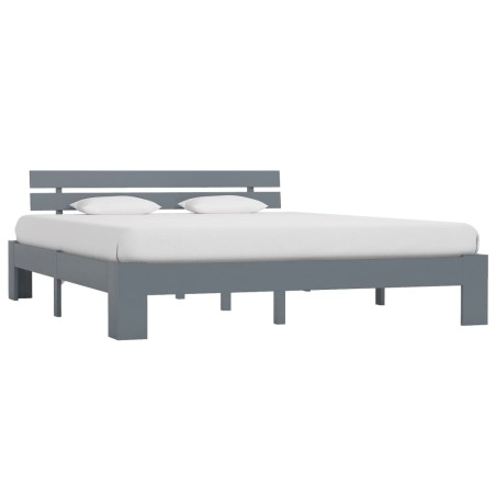 Cadre de lit sans matelas gris bois massif de pin 180x200 cm