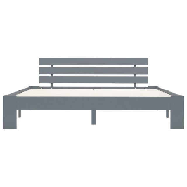 Cadre de lit sans matelas gris bois massif de pin 180x200 cm