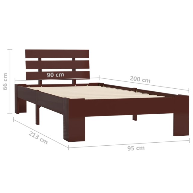 Cadre de lit sans matelas marron foncé bois pin massif 90x200cm