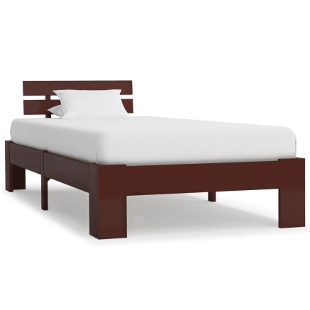 Cadre de lit sans matelas marron foncé pin massif 100x200 cm