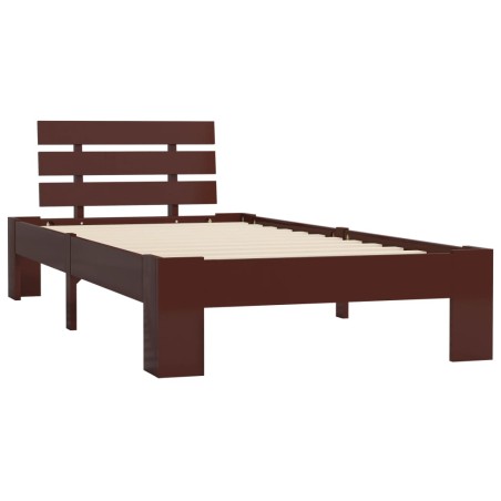Cadre de lit sans matelas marron foncé pin massif 100x200 cm