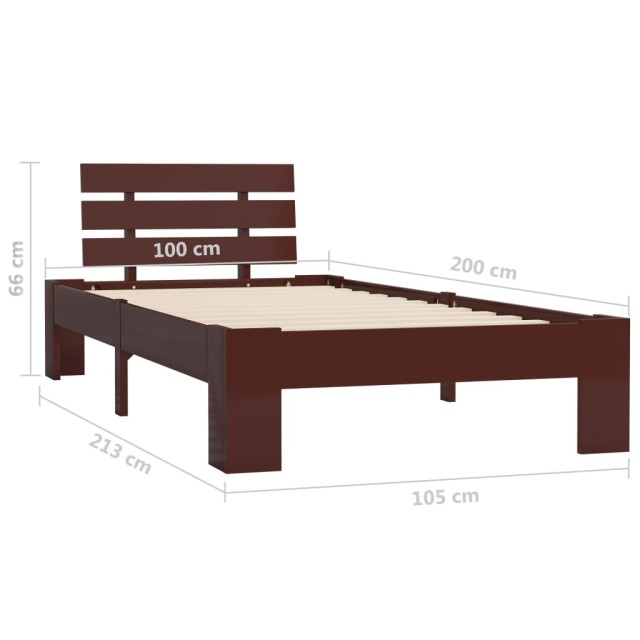Cadre de lit sans matelas marron foncé pin massif 100x200 cm