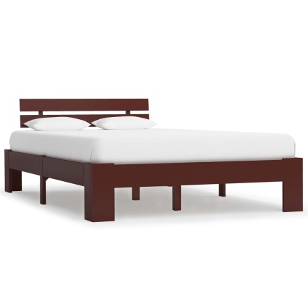 Cadre de lit sans matelas marron foncé pin massif 120x200 cm