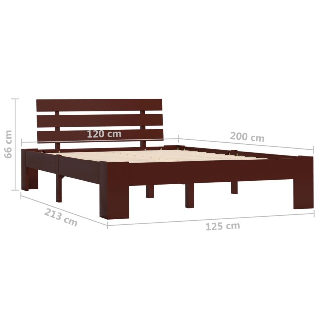 Cadre de lit sans matelas marron foncé pin massif 120x200 cm