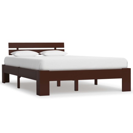 Cadre de lit sans matelas marron foncé pin massif 140x200 cm