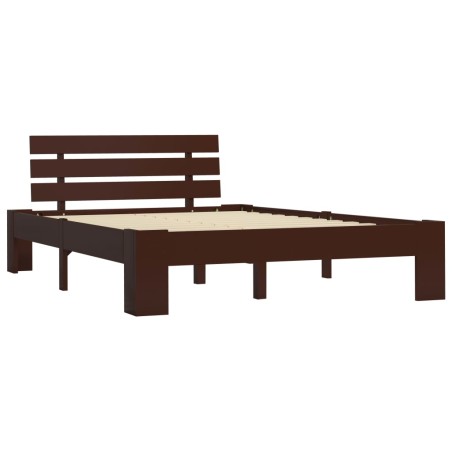 Cadre de lit sans matelas marron foncé pin massif 140x200 cm
