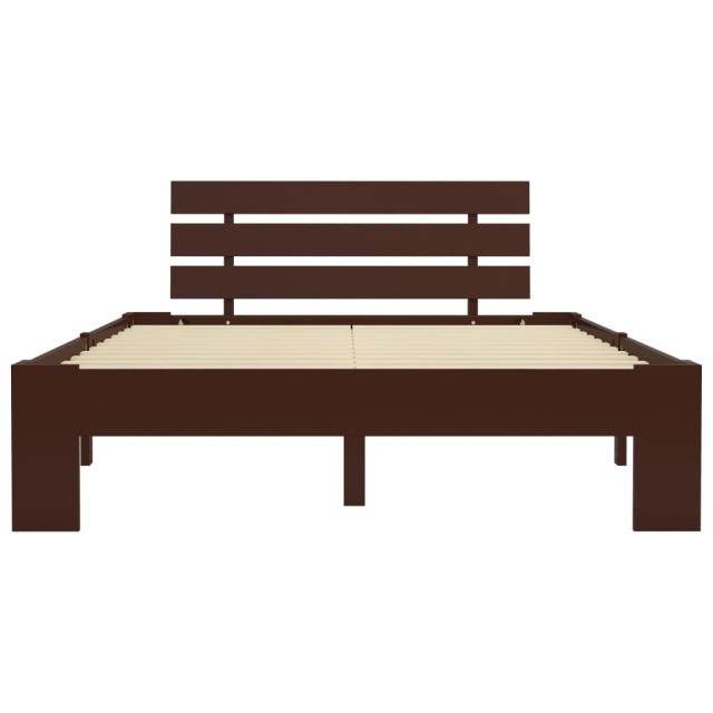Cadre de lit sans matelas marron foncé pin massif 140x200 cm