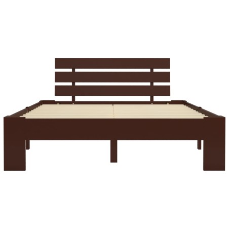 Cadre de lit sans matelas marron foncé pin massif 140x200 cm