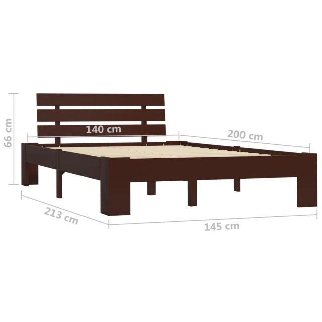 Cadre de lit sans matelas marron foncé pin massif 140x200 cm