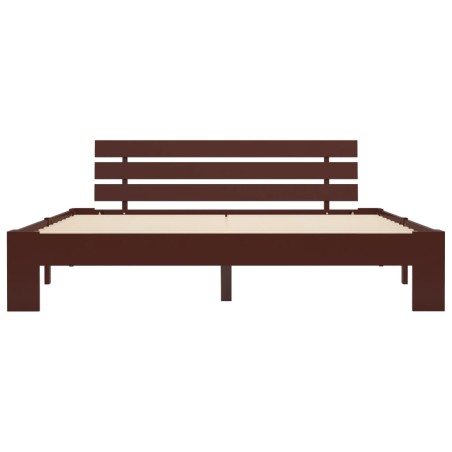 Cadre de lit sans matelas marron foncé pin massif 160x200 cm