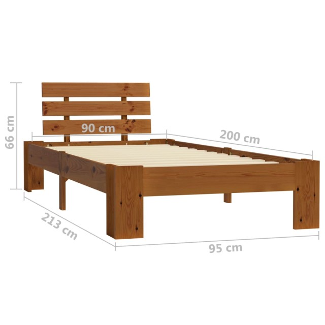 Cadre de lit sans matelas Marron miel Bois pin massif 90x200 cm