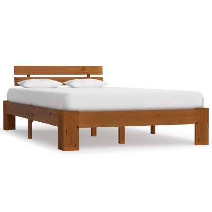 Cadre de lit sans matelas marron miel 120x200 cm pin massif