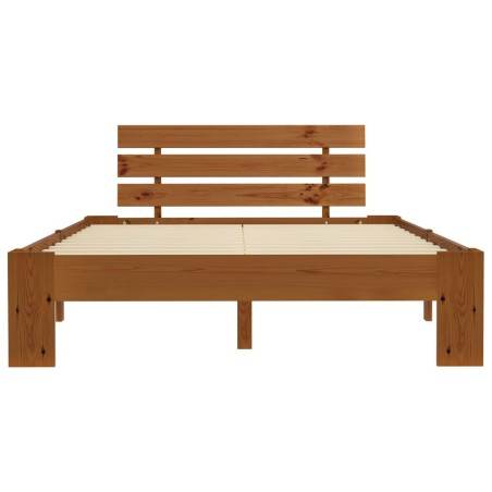 Cadre de lit sans matelas marron miel 120x200 cm pin massif