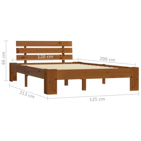 Cadre de lit sans matelas marron miel 120x200 cm pin massif