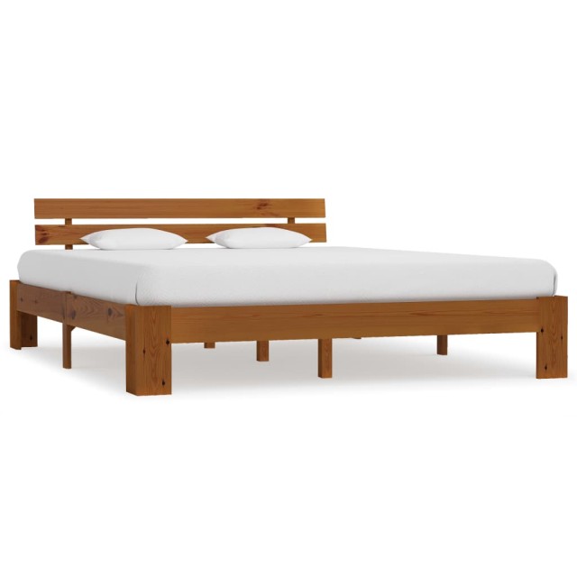 Cadre de lit sans matelas marron miel 160x200cm bois pin massif