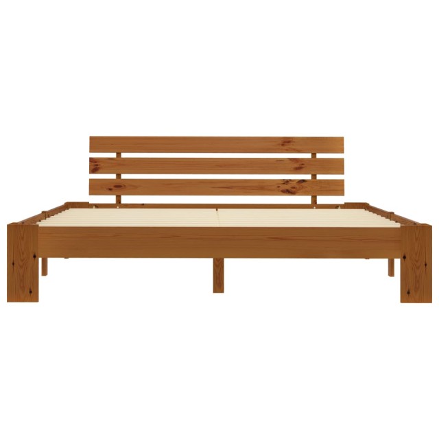 Cadre de lit sans matelas marron miel 160x200cm bois pin massif