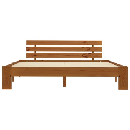 Cadre de lit sans matelas marron miel 160x200cm bois pin massif
