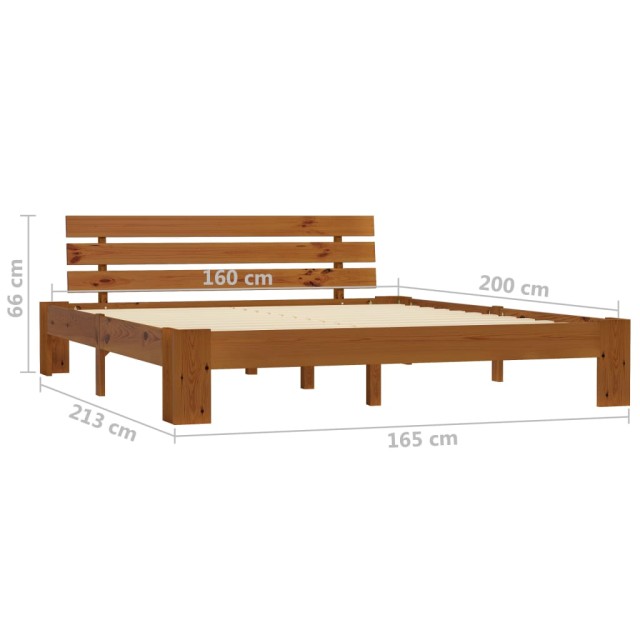 Cadre de lit sans matelas marron miel 160x200cm bois pin massif