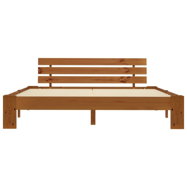 Cadre de lit sans matelas marron miel 180x200cm bois massif pin