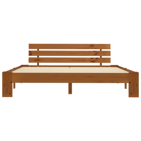 Cadre de lit sans matelas marron miel 180x200cm bois massif pin