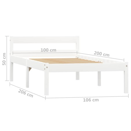 Cadre de lit sans matelas blanc bois de pin massif 100x200 cm