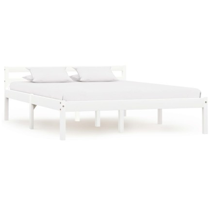 Cadre de lit sans matelas blanc bois de pin massif 140x200 cm