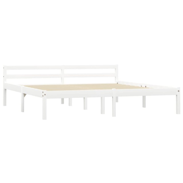 Cadre de lit sans matelas blanc bois de pin massif 160x200 cm